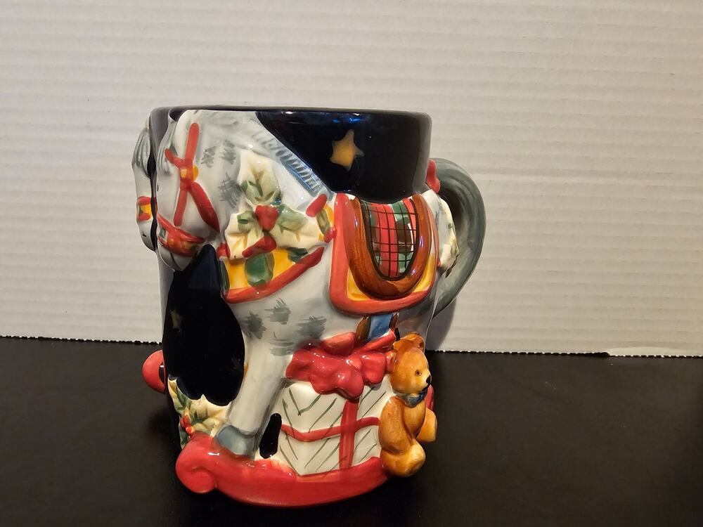 Tis the Season Christmas Holiday Rocking Horse Oversize Mug Susan Winget Decor